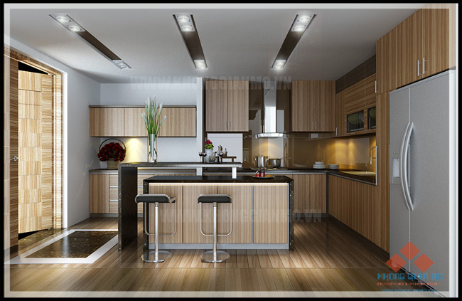 Thiết kế nội thất chung cư TSQ - Phối cảnh phòng bếp-v3